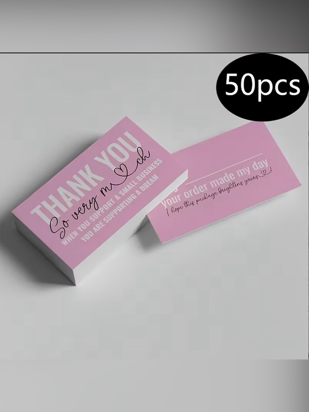 Pink Thank You Cards for Small Business - Pack of 50